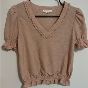 MINE Women's Pink V-Neck Top
